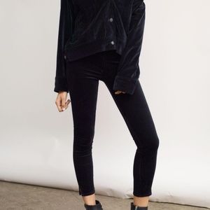 Rag & Bone - High Rise Skinny Blk Velvet